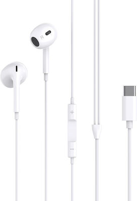 XO EP74 Earbuds Handsfree Headphones with Connector USB-C White