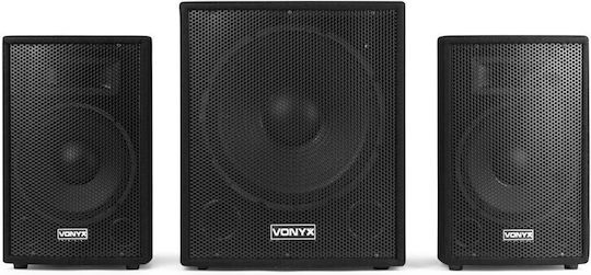 Vonyx VX0812BT 170.114 Σετ με Αυτοενισχυόμενα PA говорители 1000W με Woofer 15" σε Черен Χρώμα