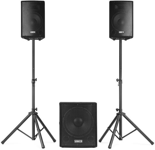 Vonyx VX0812BT 170.114 Σετ με Αυτοενισχυόμενα PA говорители 1000W με Woofer 15" σε Черен Χρώμα