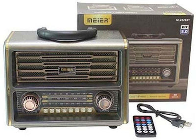 Meier M-2028BT Retro Tabletop Radio Battery with Bluetooth and USB Gold