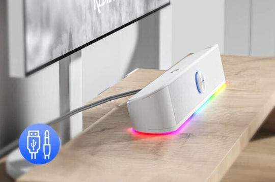 Redragon GS560 Adiemus Ηχείο Υπολογιστή με RGB Φωτισμό και Ισχύ 3W Λευκό
