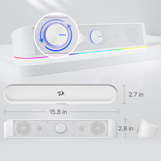 Redragon GS560 Adiemus Ηχείο Υπολογιστή με RGB Φωτισμό και Ισχύ 3W Λευκό