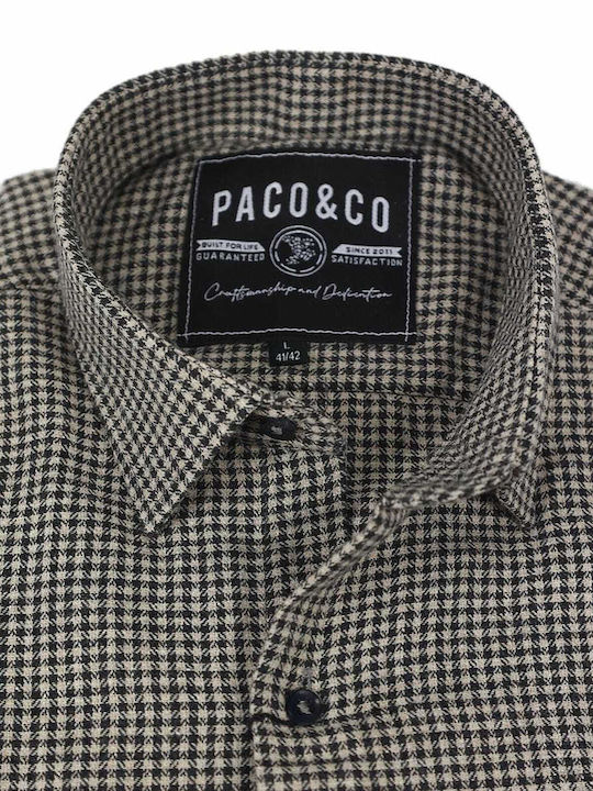 Paco & Co Men's Shirt Long Sleeve Cotton Brown