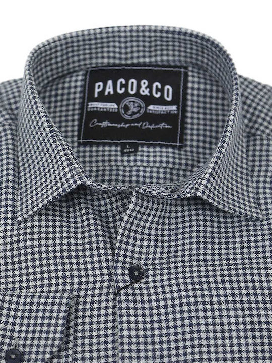 Paco & Co Men's Shirt Long Sleeve Cotton Blue