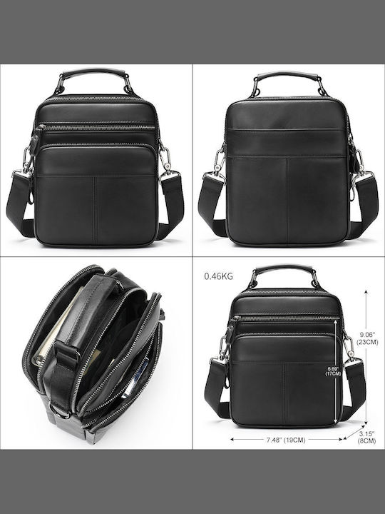 Herren Ledertasche Schulter / Crossbody Schwarz