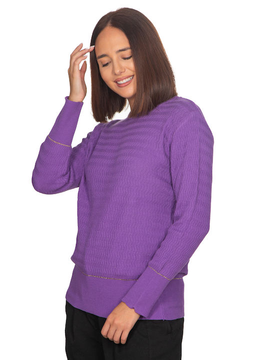 Vera Women's Blouse Cotton Long Sleeve Purple