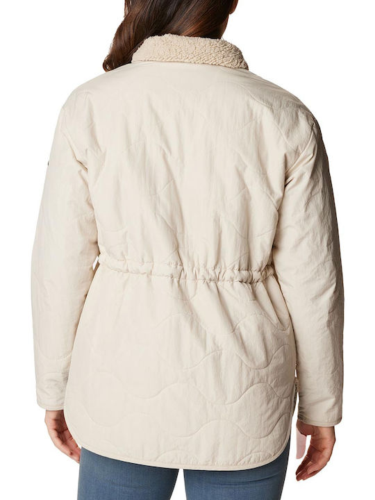 Columbia Kurz Damen Puffer Jacke für Winter Beige