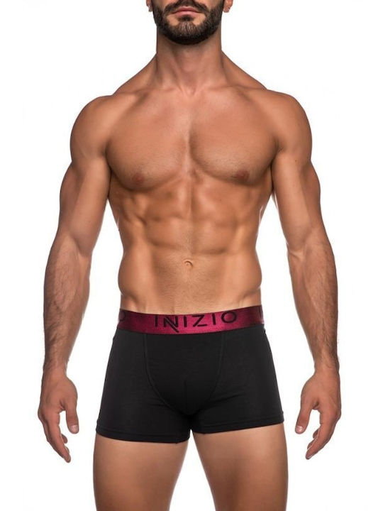 Inizio Men's Boxers Black Bordeaux/Blue 2Pack