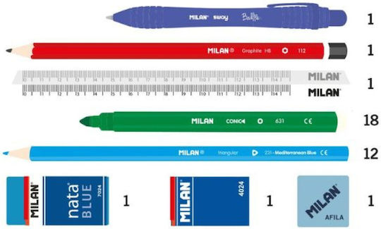 Milan Collection Pencil Case Full with 2 Compartments Red