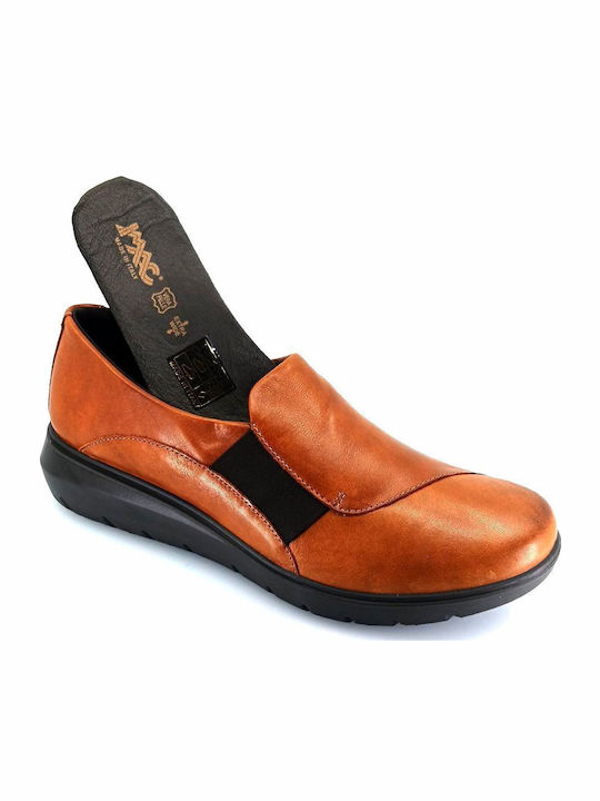 Ανατομικά Γυναικεία Slip-On Δερμάτινα Καφέ