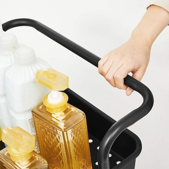 Songmics Metallic Kitchen Trolley 3 Tiers Black 41.6x33.5x86.3cm