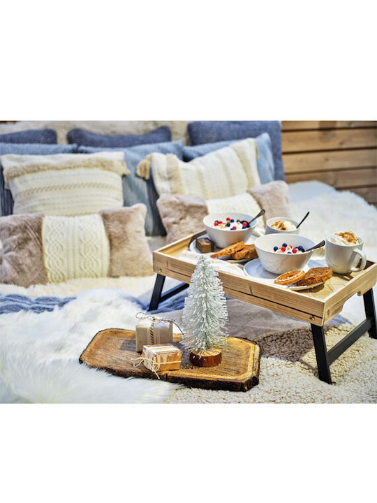 Kaemingk Wooden Rectangular Bed Tray with Handles in Brown Color 60x30x22cm 552672 1pcs