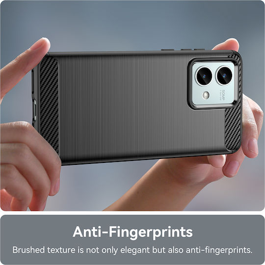 Techsuit Carbon Umschlag Rückseite Silikon Schwarz (Motorola Moto G84)