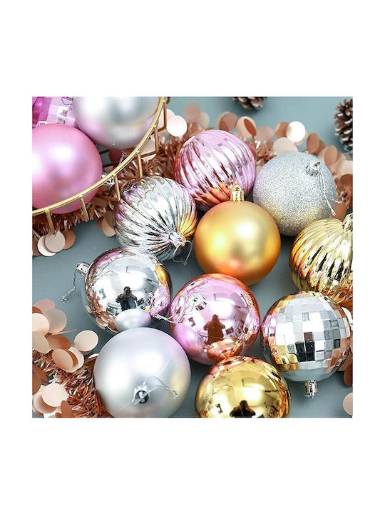 Christmas Plastic Ball Ornament Pink 4cm 34pcs