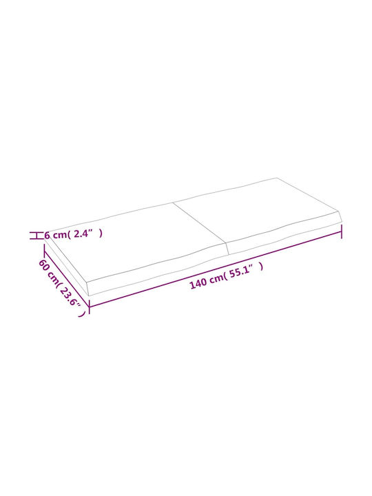 vidaXL Rectangular Table Surface made of Solid Wood Sk Grey 140x60x6cm 364033 1pcs
