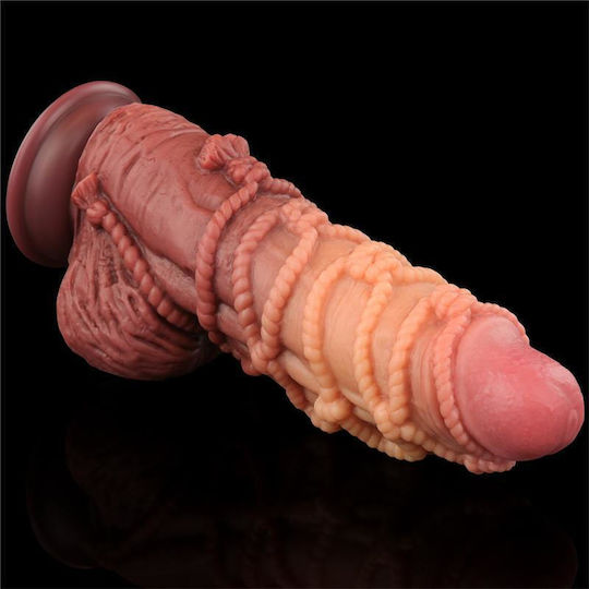 Lovetoy Ρεαλιστικό Dildo με Όρχεις και Βεντούζα Καφέ 24cm