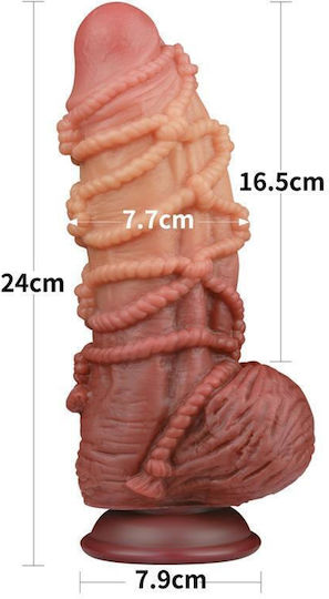 Lovetoy Ρεαλιστικό Dildo με Όρχεις και Βεντούζα Καφέ 24cm