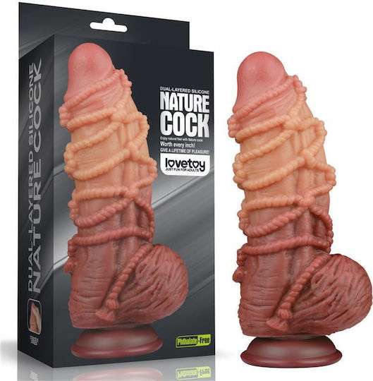 Lovetoy Ρεαλιστικό Dildo με Όρχεις και Βεντούζα Καφέ 24cm
