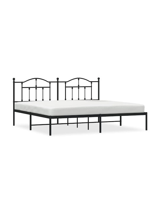 Κρεβάτι King Size Μεταλλικό Μαύρο με Τάβλες για Στρώμα 190x200cm