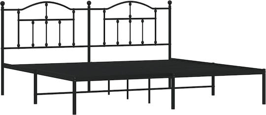 Pat King Size Metalic Negru Cu Plăci Pentru Saltea 190x200cm