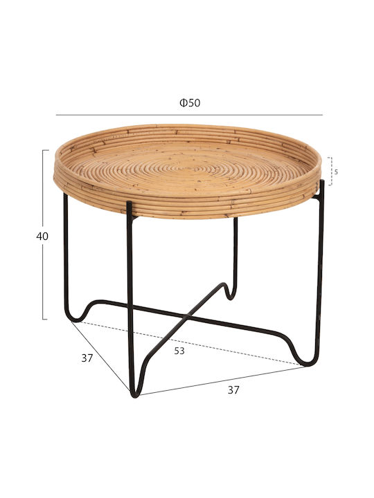 Fly Round Metal Side Table Φυσικό L50xW50xH40cm