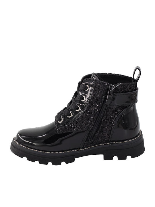 Anatomical Leather Kids Boots with Zipper Black