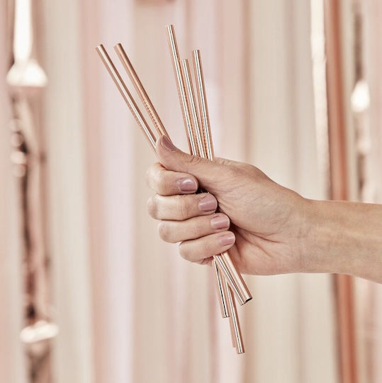 Ginger Ray Straw Metal Rose Gold 1pcs