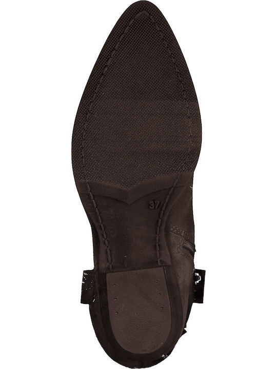Leder Damenstiefel Cowboy mit mittlerem Absatz Braun