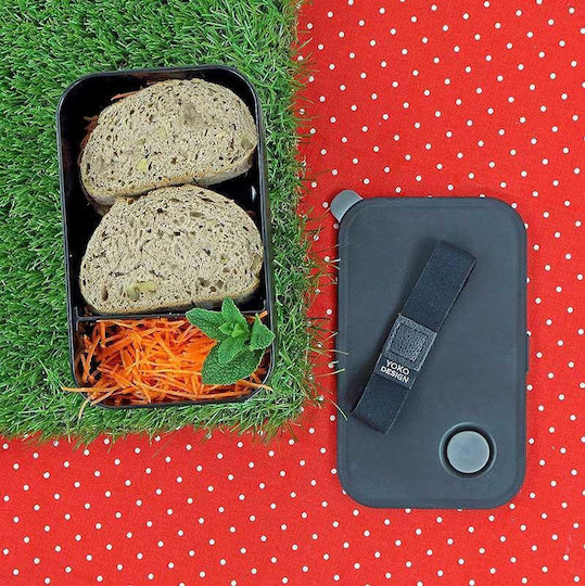 Yoko Design Plastik-Mittagsbox Schwarz Mit Fächern 1lt