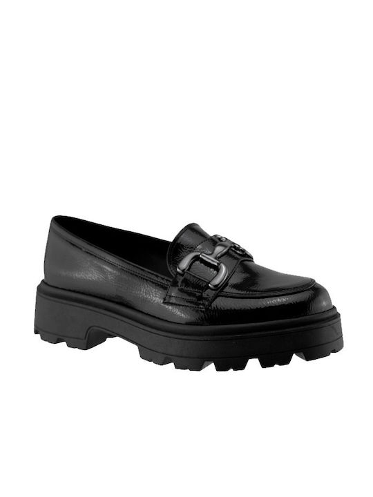 Stefania Patent Leather Women's Moccasins in Black Color