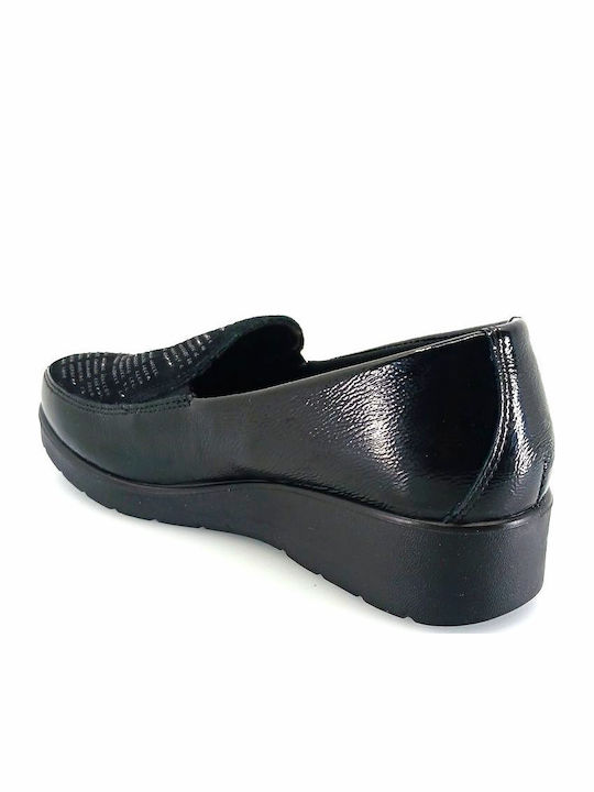 Lackleder Damen Mokassins in Schwarz Farbe