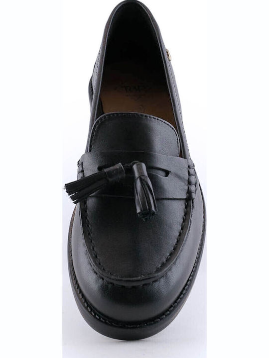 Leather Women's Loafers in Black Color