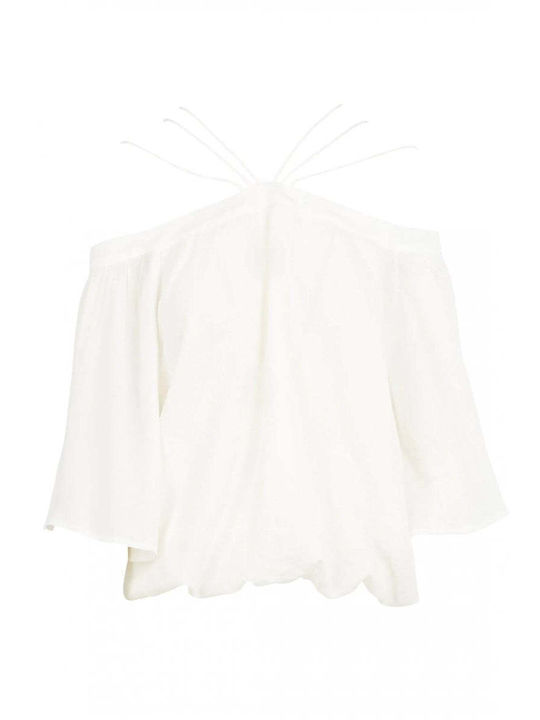 See U Soon Women's Summer Blouse Short Sleeve White