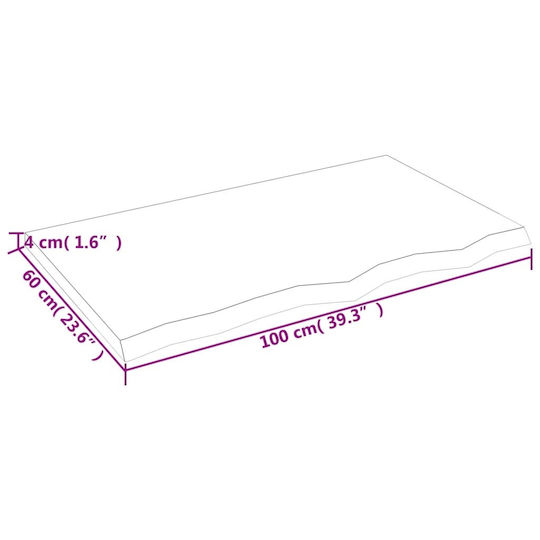 vidaXL Countertop without Sink L100xW60xH4cm Brown
