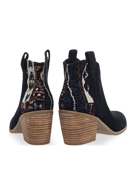 Wildleder Damen Cowboy-Stiefeletten Schwarz