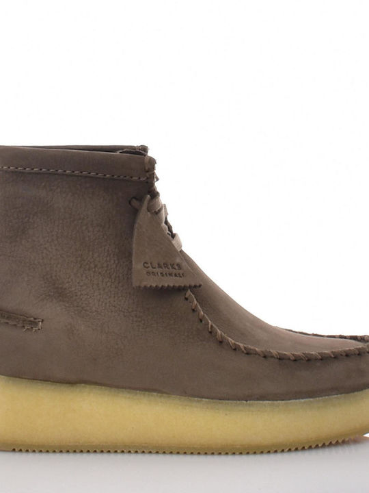 Clarks Wallabee Δερμάτινα Γυναικεία Μποτάκια Καφέ