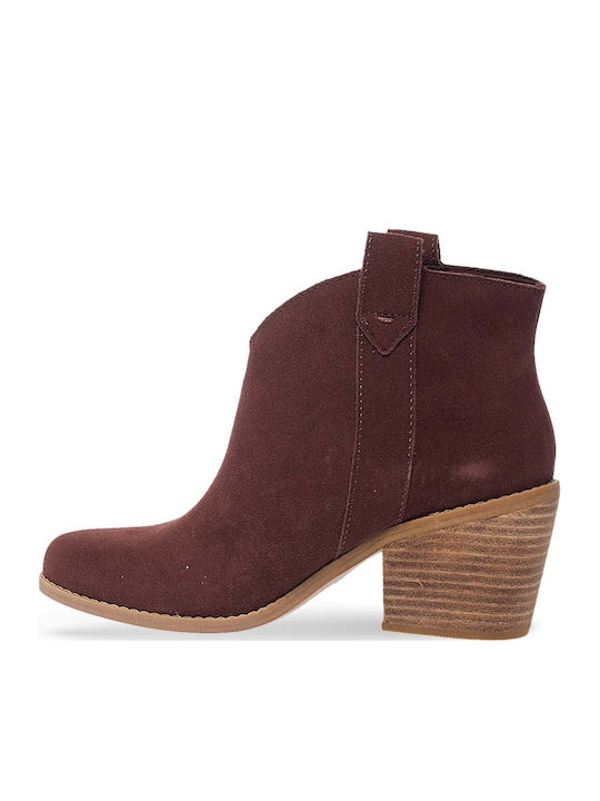 Wildleder Damen Cowboy-Stiefeletten Braun