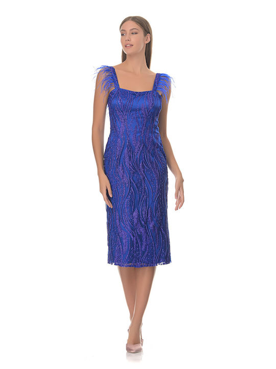 Farmaki Midi Evening Dress Blue