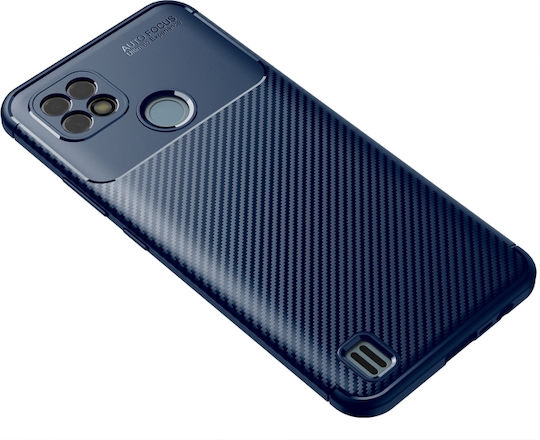 Carbon Fiber Texture Shockproof Back Cover Silicon Albastru (Realme C21)