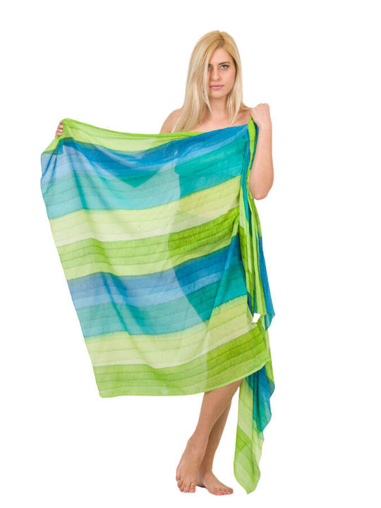 Rima Beachwear Green Striped Women' Pareo