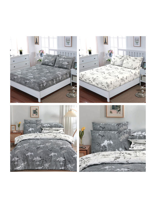 Casa Colori Παπλωματοθήκη Βαμβακερή Υπέρδιπλη 220x240 Grey