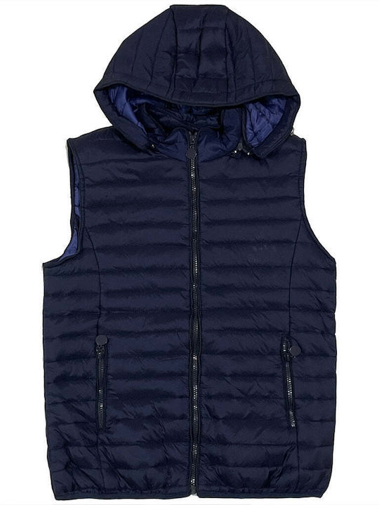 Ustyle Kurz Damen Ärmellos Puffer Jacke für Winter Blau