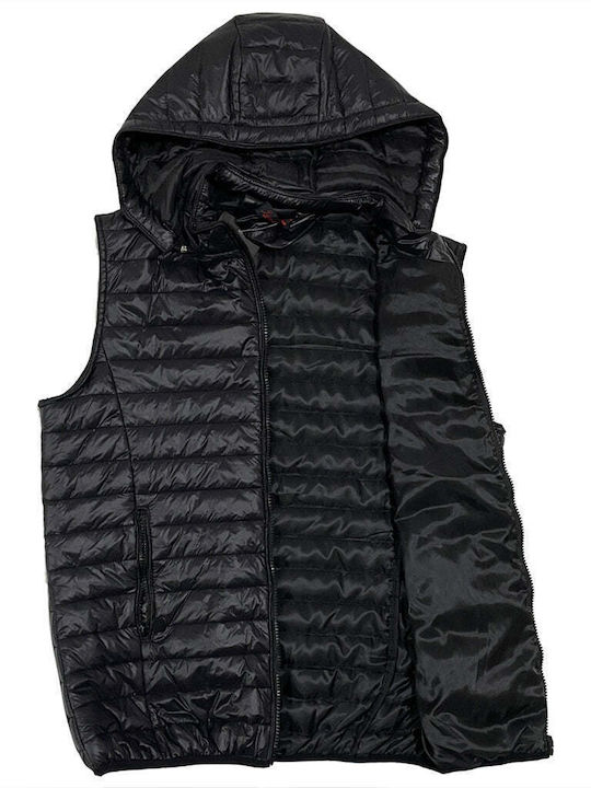 Ustyle Kurz Damen Ärmellos Puffer Jacke für Winter Schwarz