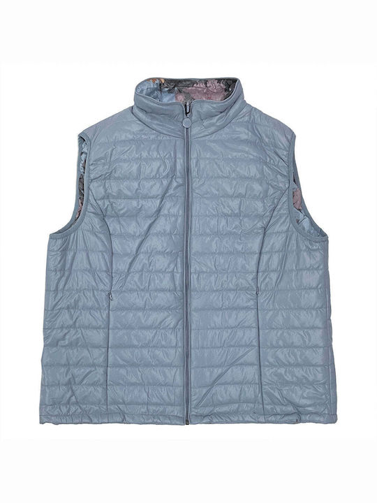 Ustyle Women's Short Puffer Jacket Double Sided for Winter Light Blue