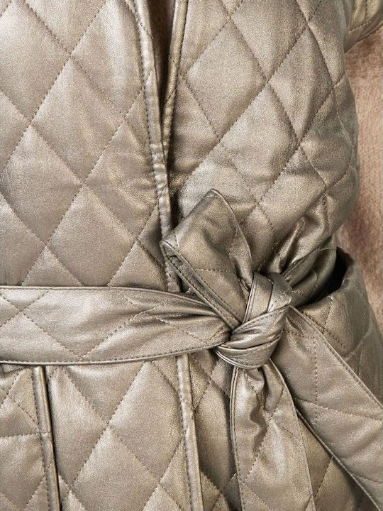 Kurz Damen Ärmellos Puffer Jacke für Winter Gold
