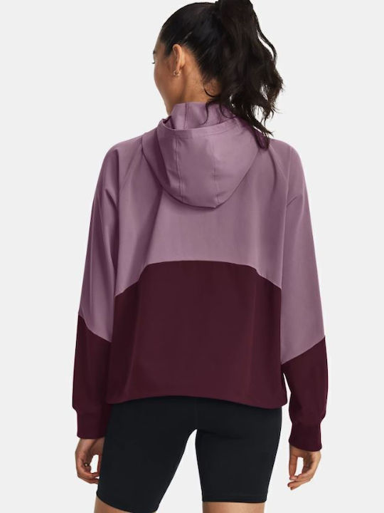Women's Running Short Sports Jacket Windproof for Spring or Autumn Purple