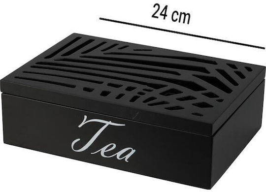 Κουτί για Τσάι με Καπάκι Ξύλινο Μαύρο 16.5x7x24cm