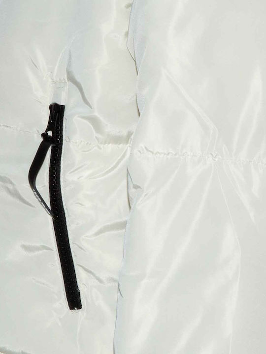 Women's Short Puffer Jacket for Winter White
