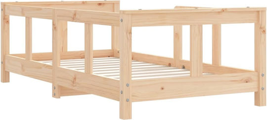 Kids Bed Classic Single Beige for Mattress 70x140cm