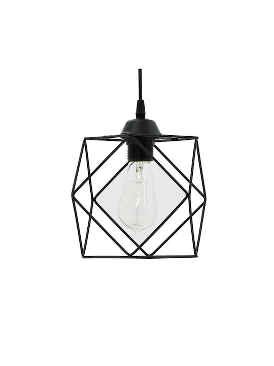 Pakketo Alama Verstellbar Hängelampe Schwarz mit Fassung E27 20x20x30cm.